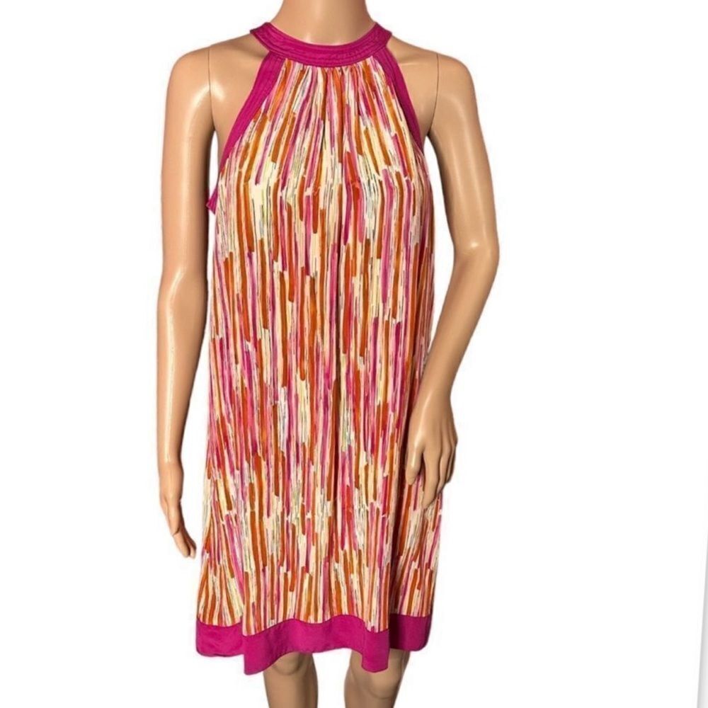 Worth 100% Silk Multi Striped Halter Dress Size 0